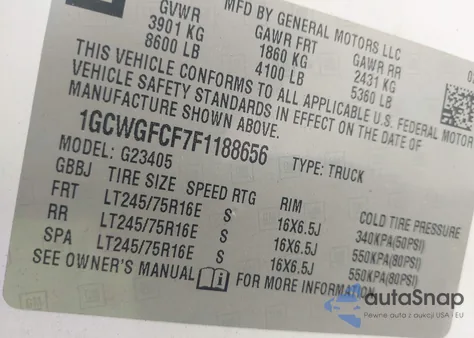 2015 Chevrolet Express 2500 Work Van from USA, damaged, VIN 1GCWGFCF7F1188656